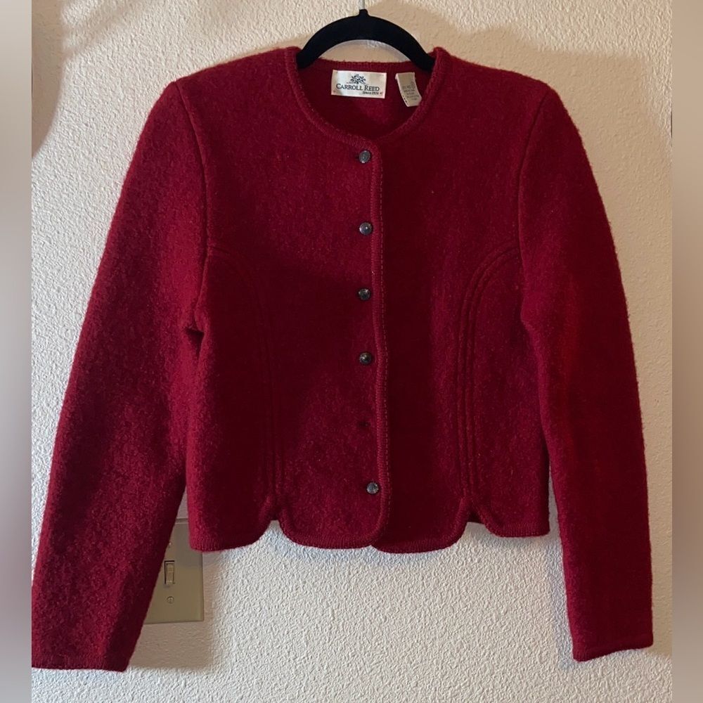 VTG,Carroll Reed 💯 % Wool Classic Red Women's Button-Up Blazer  Cropped Size 10